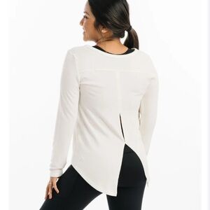 White lounge boyfriend long sleeve split t